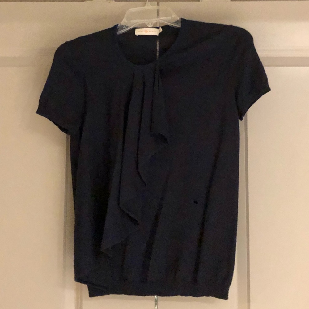 Tory Burch Short Sleeve Ruffle Sweater
